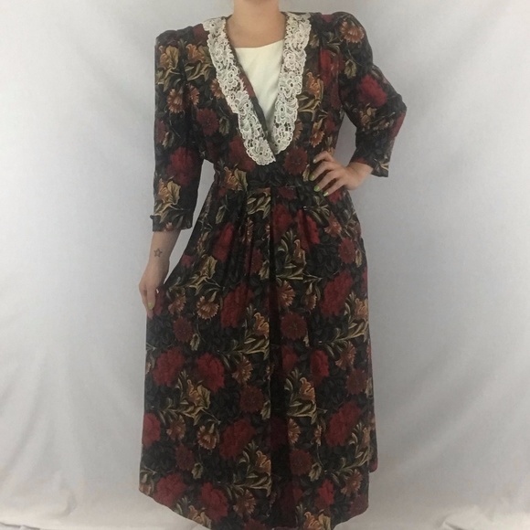 vintage 80s floral dress